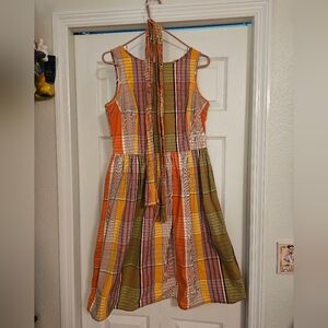 Isaac Mizrahi X Target Plaid Sleeveless Dress in Orange and Green
